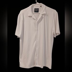Guide London Premium White Casual Button Down Mens Medium Preppy Grandpa